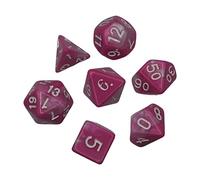 MFMEXUL 7 Pièces Dés Polyédriques Ensemble Dés Polyèdre Jeu de Plateau Accessoires Acrylique Chiffres Clairs Convient pour Enseignement Mathématique, rose blanc