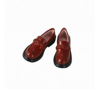 MFMEXUL Chaussures de Poupée Mocassin Loafer Miniature Accessoire Soulier PVC Bout Rond Bride Décorative Silhouette Classique Ajusté OB22 OB24 Convient aux , Rouge