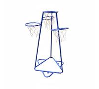 MFMEXUL Enfant Panier de Basket Stand Paniers Arceau Support Construction en Acier Galvanisé Stable avec Quatre pour Exercices de Précision Filets, Bleu