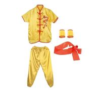 MFMEXUL Ensemble Traditionnel Chinois d'uniforme de d'un Motif de Dragon Brodé, avec des éléments d'art et Une Fermeture, Jaune 120