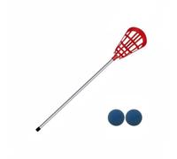 MFMEXUL Équipement de Crosse pour Jeunes Bâton de Filet Tête en Maille Ouverte Manche Long Droite Sensation Équilibrée Aluminium Plastique Résistant, Rouge, Crosse D Initiation