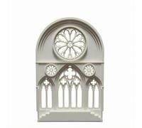 MFMEXUL Fenêtre Miniature Gothique Dollhouse avec Panneau Architecture PLA Rosace Circulaire Arches Pointues et Détail de Cathédrale Verticale pour Projet, Blanc