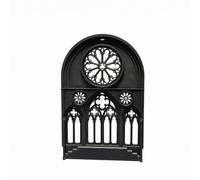 MFMEXUL Fenêtre Miniature Gothique Dollhouse avec Panneau Architecture PLA Rosace Circulaire Arches Pointues et Détail de Cathédrale Verticale pour Projet, Noir