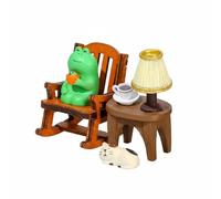 MFMEXUL Figurine Grenouille Décorative Composition Sculpture Statuette Ornement avec Chaise à Bascule en PVC et Bois Style Amusant et Discret Adaptée au, Color to 9