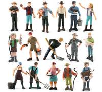 MFMEXUL Figurines de Scène de Ferme Groupe de Petits Personnages Miniature Accessoires Travail Plastique Outil Ferme Décoration Adapté à la Collection Projet Éducatif Exposition Rurale