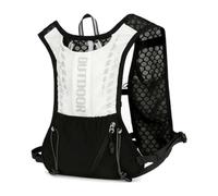 MFMEXUL Gilet de Course en Plein Air Sac à Dos Harnais de Running Veste d'Hydratation Polyester Déperlant avec Compartiment Dos pour Réservoir et Poches Avant , Noir+Blanc