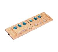 MFMEXUL Jeu de Société Traditionnel en Bois Plateau Pliant Robuste avec 48 Pierres en Verre Jeu de Stratégie Mathématique Adapté pour Famille Enfants