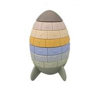 MFMEXUL Jouet Empilable Enfants Fusée Empilage Blocs à Empiler Puzzle Silicone Éducatif Numérique pour Reconnaissance et Balance Adapté aux Activités, Vert Morandi, Fusée De Calcul en Sac PE