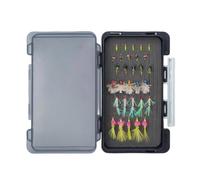 MFMEXUL Leurres Mouche Pêche Kit Ensemble Boîte Hameçons Assortiment Appâts Coffret à Coque Dure et Mousse Dense pour Protéger et Classer Hameçons Aiguisés, TZ004 30 Pièces Assorties