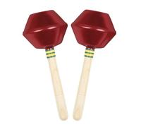 MFMEXUL Maracas à Main Instrument de Percussion Shaker Hochet Rythme Coque Aluminium Poignée Bois Timbre Claquant Apprentissage Ludique Convient à l'Éveil Musical Jeux de Fête Classe, Rouge