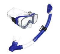 MFMEXUL Masque de Plongée Adulte Lunettes Tuba Ensemble Snorkeling avec Embout Confortable en PVC Tube Souple et Sangle Réglable Vision Étendue Convient à, Bleu Transparent, M2510 Silicone+S32