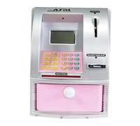 MFMEXUL Mini Tirelire électronique pour Enfants avec Carte Bancaire, Code, Affichage Du Solde et Jeu éducatif Lumineux Amusant, rose argenté