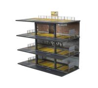 MFMEXUL Miniature Garage Scene Maquette Parking 1 64 Diorama Modélisme Collecteur Structure Métallique Colonnes Garde Corps, Garage De Style Américain À Ossature Métallique avec Lumières