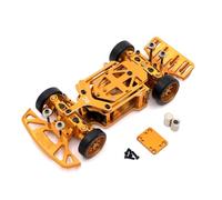 MFMEXUL Miniature Véhicule Châssis Rc Cadre Voiture Base Plateforme Métal Alliage Aluminium Réglable avec Différentiel et Servo à Trois Fils pour Construire, Doré