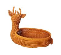MFMEXUL Panier de Service Tissé à La Main en Forme d'animal pour La Présentation des Aliments, Cerf 32x23x30cm