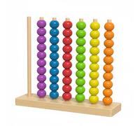 MFMEXUL Perles d'apprentissage pour Enfants Jeu Empilable Perles et Chevilles Planche de Tri Couleurs Reconnaissance Formes Raisonnement Motricité Bois, S
