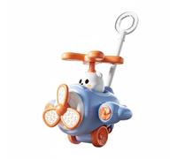 MFMEXUL Poussette Enfant Avion avec Figure Animale Mignonne et Fonctionnalité Interactive pour Maintenir l'Attention s Tout-Petits Propulseur Rotatif Qui Émet, Bleu, avec Lumière