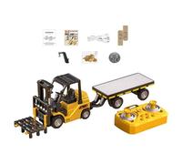 MFMEXUL Rc Camion Télécommandé Miniature 1 64 Véhicule de Construction Télécommandé Remorque Alliage Fonction Double Transformable Lumières et Sons Convient P, Jaune
