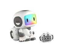 MFMEXUL Robot Télécommandé Jouet pour Enfants Enregistrement Vocal Mode Chant Baladeur avec Lumière et Musique Créative Convient à L'Apprentissag, Gris