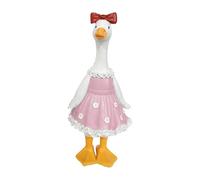 MFMEXUL Statuette Décorative de Canard, Ornement de Collection En Résine, Sculpture Animale, Mignon et Robuste, Idéale pour Décorer Une Table, Un Jardin, Canard à Jupe Rose