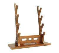 MFMEXUL Support Épée Présentoir Stand Porte Épée Samurai Organisateur Bois Artisanat Finition Soignée Convient pour Décoration Intérieure Collection Bureau, Noyer 4 Niveaux