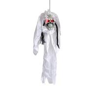 MFMEXUL Suspendu Halloween Crâne Lumineux Décoration Ornement Pendrillon Accessoire Fête Drapé Long Flottant Visage de Crâne Suitable pour Pièce Couloir Couvert Fête Maison, Array, Blanc
