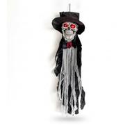 MFMEXUL Suspendu Halloween Crâne Lumineux Décoration Ornement Pendrillon Accessoire Fête Drapé Long Flottant Visage de Crâne Suitable pour Pièce Couloir Couvert Fête Maison, Array, Noir