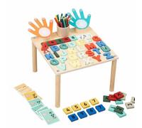 MFMEXUL Tableau d'apprentissage Enfants Tableau Éducatif Jouet Pédagogique Planche Sensorielle Table d'Activités en Bois Favorise Appariement Logique Écriture