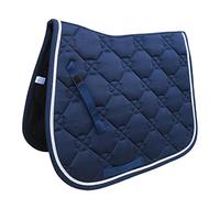 MFMEXUL Tapis de 'équitation, Tapis de Selle Demi-Rond pour Chevaux, Tapis de Selle Western en Coton Absorbant Les Chocs, avec Passants de Sangle P, Bleu, 69x52cm