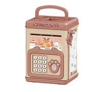 MFMEXUL Tirelire ATM Bancaire Coffre de Passe Plastique Pp Fonction Musique Imitation Guichet Sonore Économique Adaptée Aux Enfants Apprentissage Économie, Marron