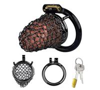 MFMYEE Cage à pénis en maille métallique, cage à pénis SM en acier inoxydable avec anneaux péniens, ceinture de chasteté BDSM avec verrou, jouet sexuel pour jeux de bondage adultes (S, 45mm)