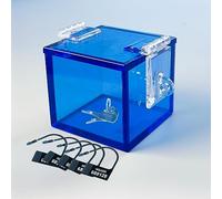 MFMYEE Coffre-fort à clés pour cage de chasteté BDSM, porte-clés de chasteté transparent, boîte acrylique pour jeu de chasteté, jouet sexy multifonctionnel avec verrou anti-infidélité (Bleu)