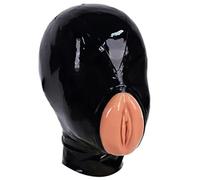 MFMYEE Masque de bondage en latex, masque BDSM, couvre-chef fétichiste, accessoire sexuel en latex pour cosplay (L)