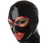 MFMYEE Masque en latex avec cagoule, yeux et bouche découverts, style SM bondage, idéal pour cosplay, Halloween et autres fêtes. Fermeture éclair. (L)