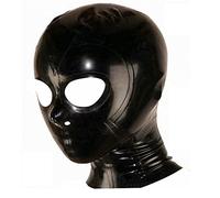 MFMYEE Masque en latex avec yeux découverts, masque de cosplay BDSM, cagoule de bondage pour Halloween (M)