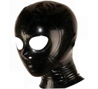 MFMYEE Masque en latex avec yeux découverts, masque de cosplay BDSM, cagoule de bondage pour Halloween (L)