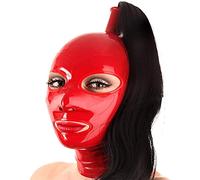 MFMYEE Masque en latex bondage avec perruque, masque SM pour cosplay, couvre-chef pour soirée d'Halloween. (S)