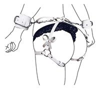 MFMYEE porte-jarretelles pour entraver les jambes, sous-vêtements en cuir pour entraver le corps, avec chaîne de taille et menottes (Blanc)