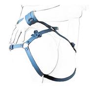 MFMYEE porte-jarretelles pour entraver les jambes, sous-vêtements en cuir pour entraver le corps, avec chaîne de taille et menottes (Bleu ciel)