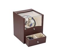 MFRELMNZG Coffret Remontoir Automatique pour 2 Montres, en Bois, Cuir et Coquillage, avec Coussin. Coffret de Luxe Double Remontoir avec 2 tiroirs de Rangement. Idée Cadeau pour Les fêtes. C
