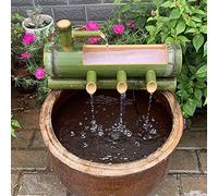 MFRELMNZG Fontaine décorative en Bambou avec Pompe, Jet d'eau et Cascade, Style Japonais, Sculptures et Statues d'extérieur, 50 cm, idéale pour l'intérieur et la Table.