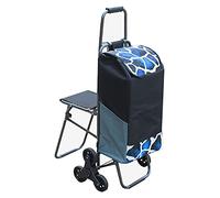 MFRELMNZG Heavy Duty Trolley Bag with Steel Handle 6 Wheels 100kg Capacity 33L Removable Folding Seat Ideal for Supermarket Travel Picnic Stair Climbing