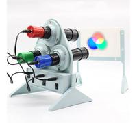 MFRELMNZG Les Trois Couleurs primaires de la lumière Synthèse Expérimentateur Démonstrateur Source de lumière Rouge, Verte et Bleue Synthèse de la Couleur Physique Équipement expérimental Di