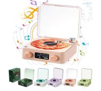 MFRVXQUL Lumena Lamp Record Player, Lumena Lights Record Player, Lumena Retro Wave, Waves Retro Bluetooth Vinyl Record Player, avec Quatre Modes d'éclairage réglables (Pink)