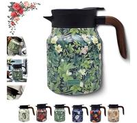 MFRVXQUL Raidley Thermos à thé à Motif Floral Vintage, théière Doresty Thermos, infuseur à thé intégré à Motif Floral Vintage, Carafe à thé Thermos avec Couvercle (Green)