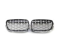 MFTGRS Pour E70 E71 E72 X5 X6 2007-2013 1 Paire Diamant Météore Style Pare-chocs Avant Calandre Course Grilles(Argent)
