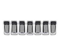 MFTGRS Pour Jeep Pour Cherokee 4 Portes 2014 2015 2016 2017 2018 7 Pièces Kit Insertion Couverture Calandre Centrale Pare-chocs Avant Voiture(Argent)