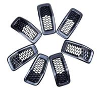 MFTGRS Pour Jeep Pour Cherokee 4 Portes 2014 2015 2016 2017 2018 7 Pièces Kit Insertion Couverture Calandre Centrale Pare-chocs Avant Voiture(GRIS)