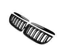 MFTGRS Pour Série 3 E90 E91 2005 2006 2007 2008 2 Pièces Pare-chocs Avant Calandre Gril Capot Maille Double Ligne(Noir brillant)