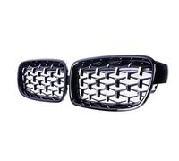 MFTGRS Pour Série 3 F30 F35 F31 2012-2019 Calandre Avant Chromée En Forme Diamant Style Meteor Rracing Grilles(Noir et argent)